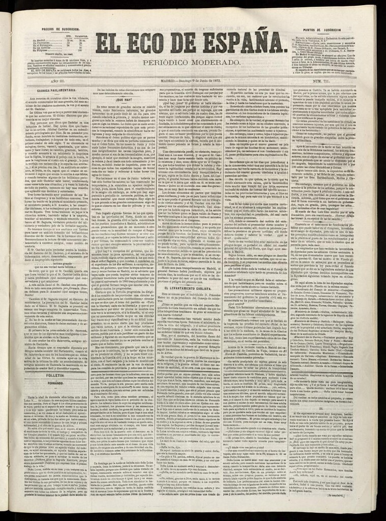 Miniatura de El Eco de España del 9 de junio de 1872