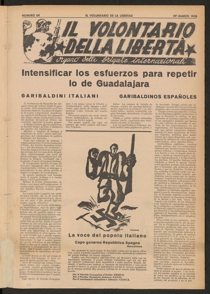 Miniatura de Il volontario della libertá : organe delle Brigade Internazionale. 29 marzo 1938