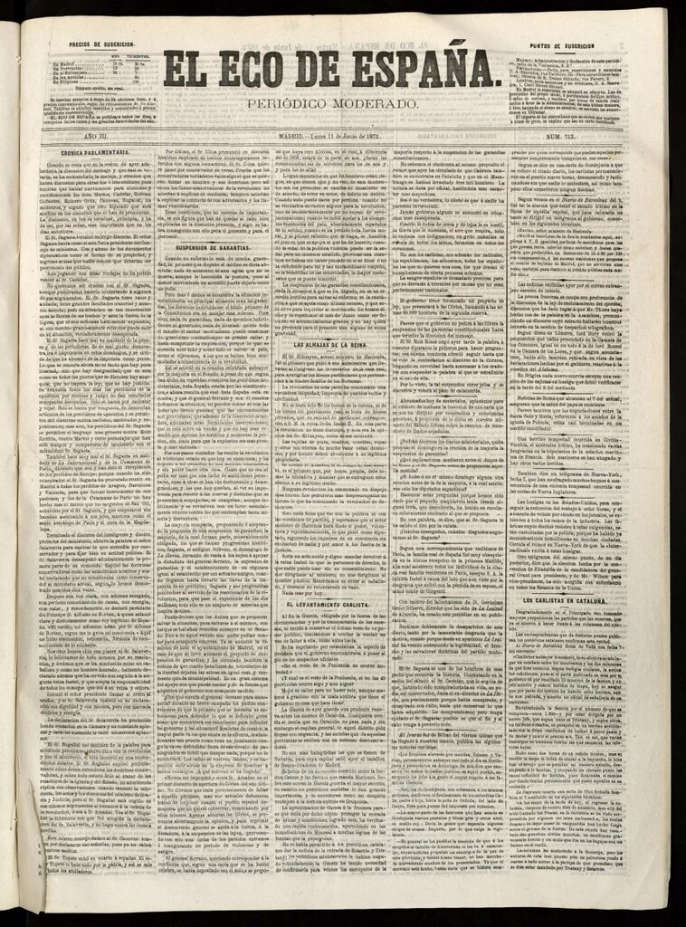 Miniatura de El Eco de España del 11 de junio de 1872