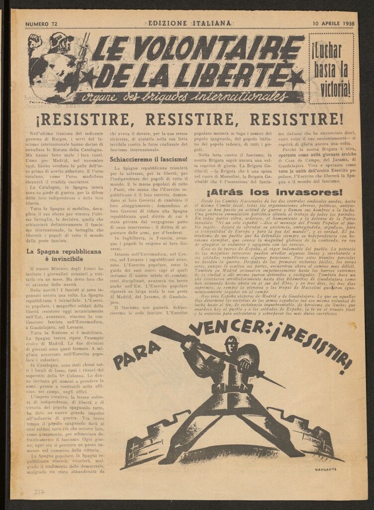 Miniatura de Le Volontaire de la Liberté : Organe des Brigades Internationales. 10 aprile 1938