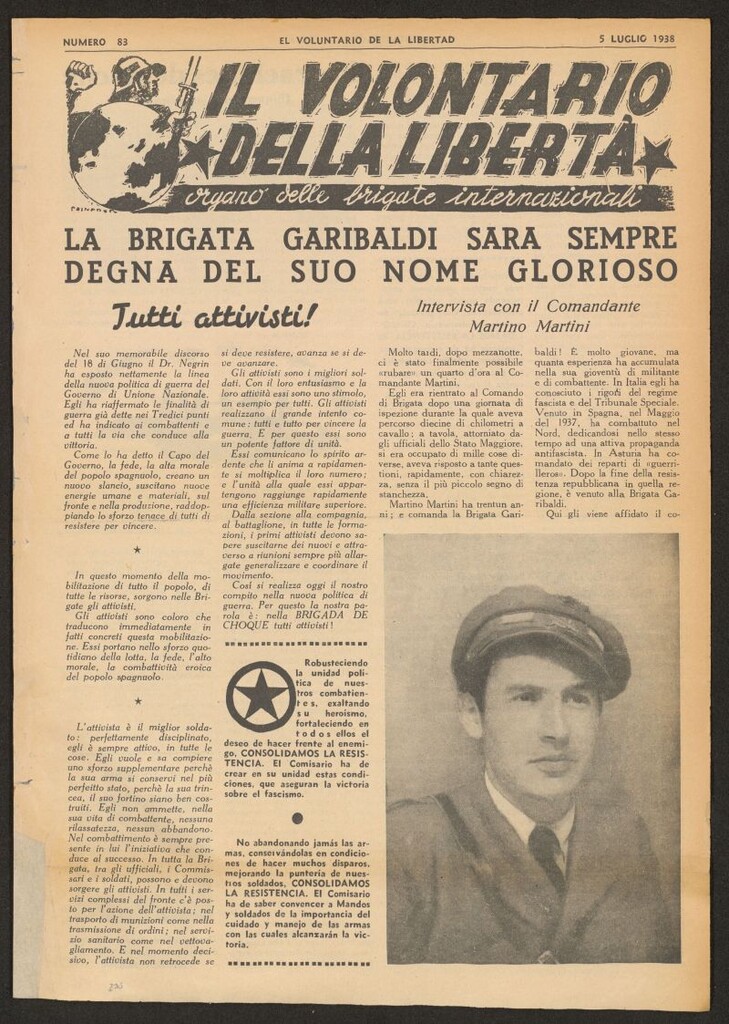 Miniatura de Il volontario della libertá : organe delle Brigade Internazionale. 5 luglio 1938