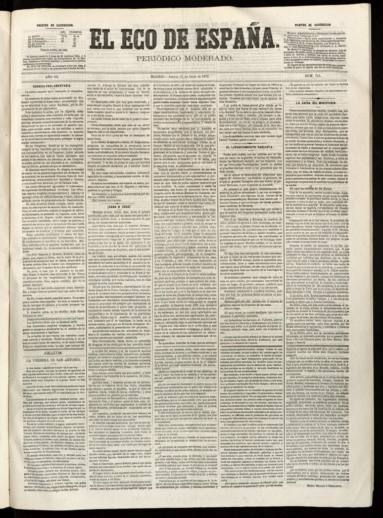 Miniatura de El Eco de España del 13 de junio de 1872