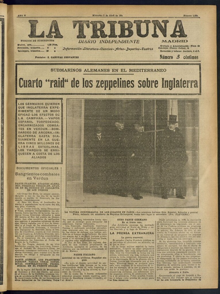 Miniatura de La Tribuna: diario independiente del 5 de abril de 1916