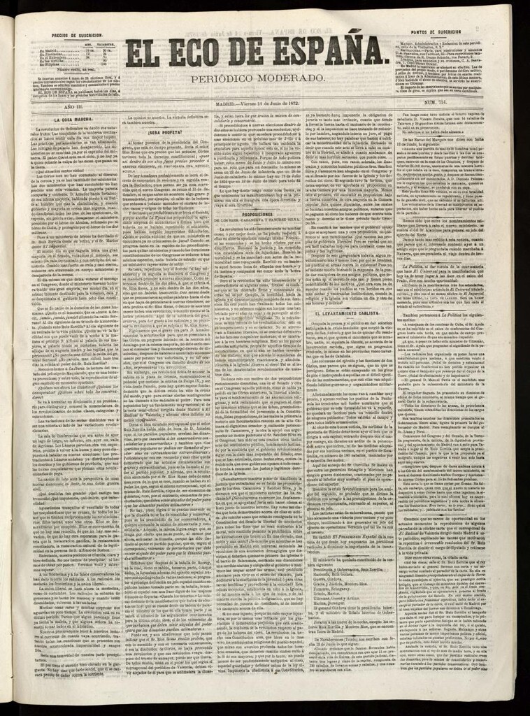 Miniatura de El Eco de España del 14 de junio de 1872