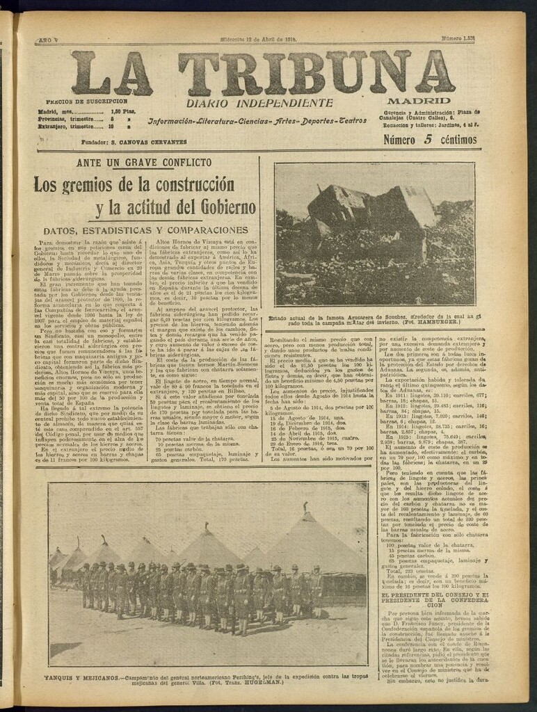Miniatura de La Tribuna: diario independiente del 12 de abril de 1916