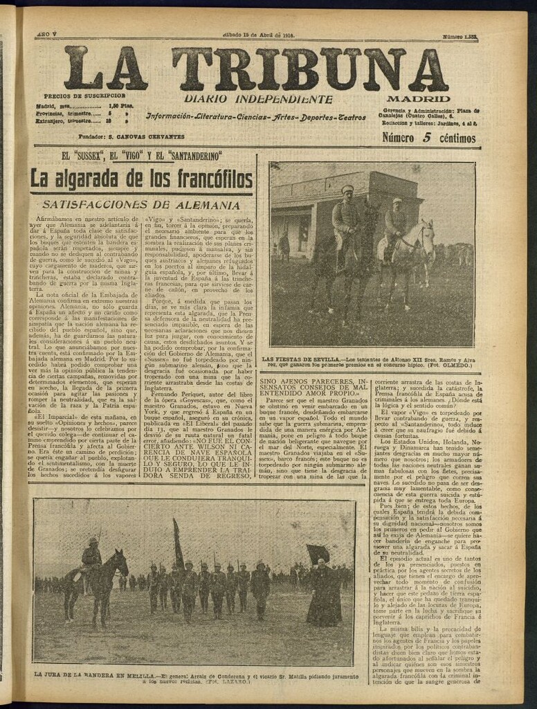Miniatura de La Tribuna: diario independiente del 15 de abril de 1916