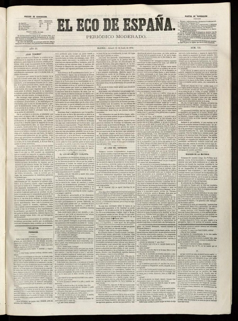 Miniatura de El Eco de España del 15 de junio de 1872
