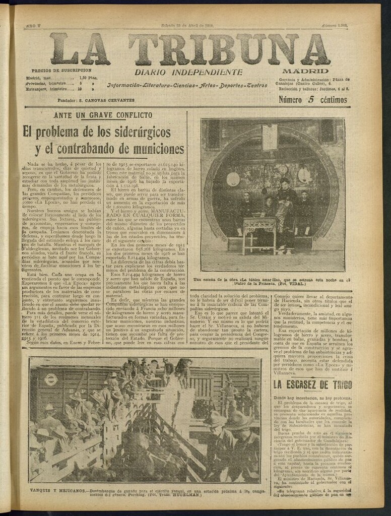 Miniatura de La Tribuna: diario independiente del 22 de abril de 1916