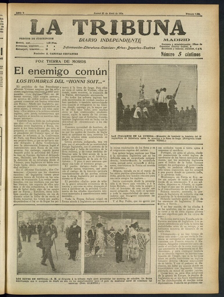Miniatura de La Tribuna: diario independiente del 27 de abril de 1916