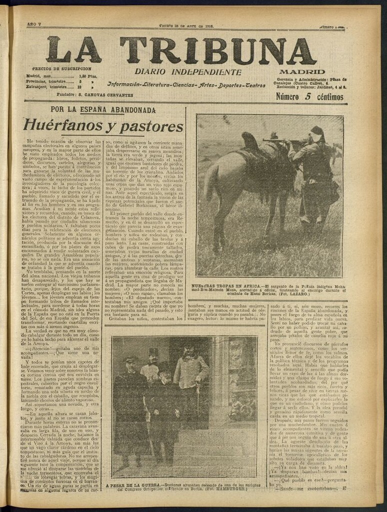 Miniatura de La Tribuna: diario independiente del 28 de abril de 1916