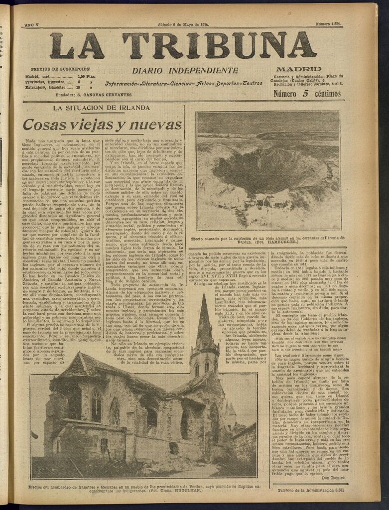 Miniatura de La Tribuna: diario independiente del 6 de mayo de 1916