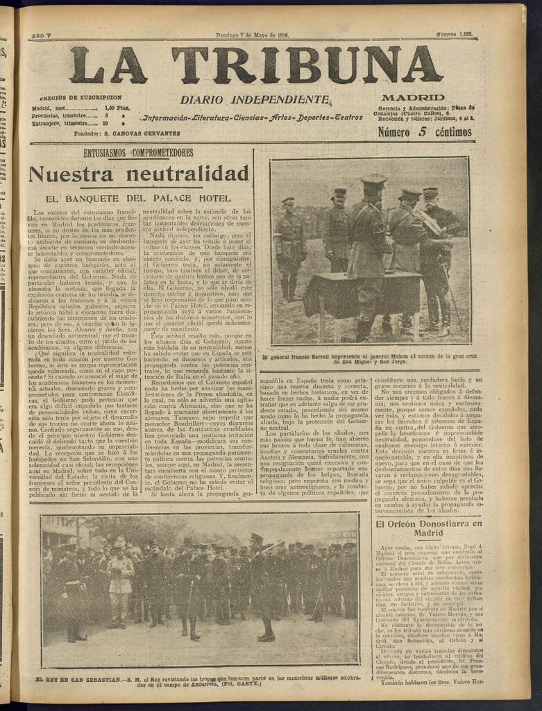 Miniatura de La Tribuna: diario independiente del 7 de mayo de 1916
