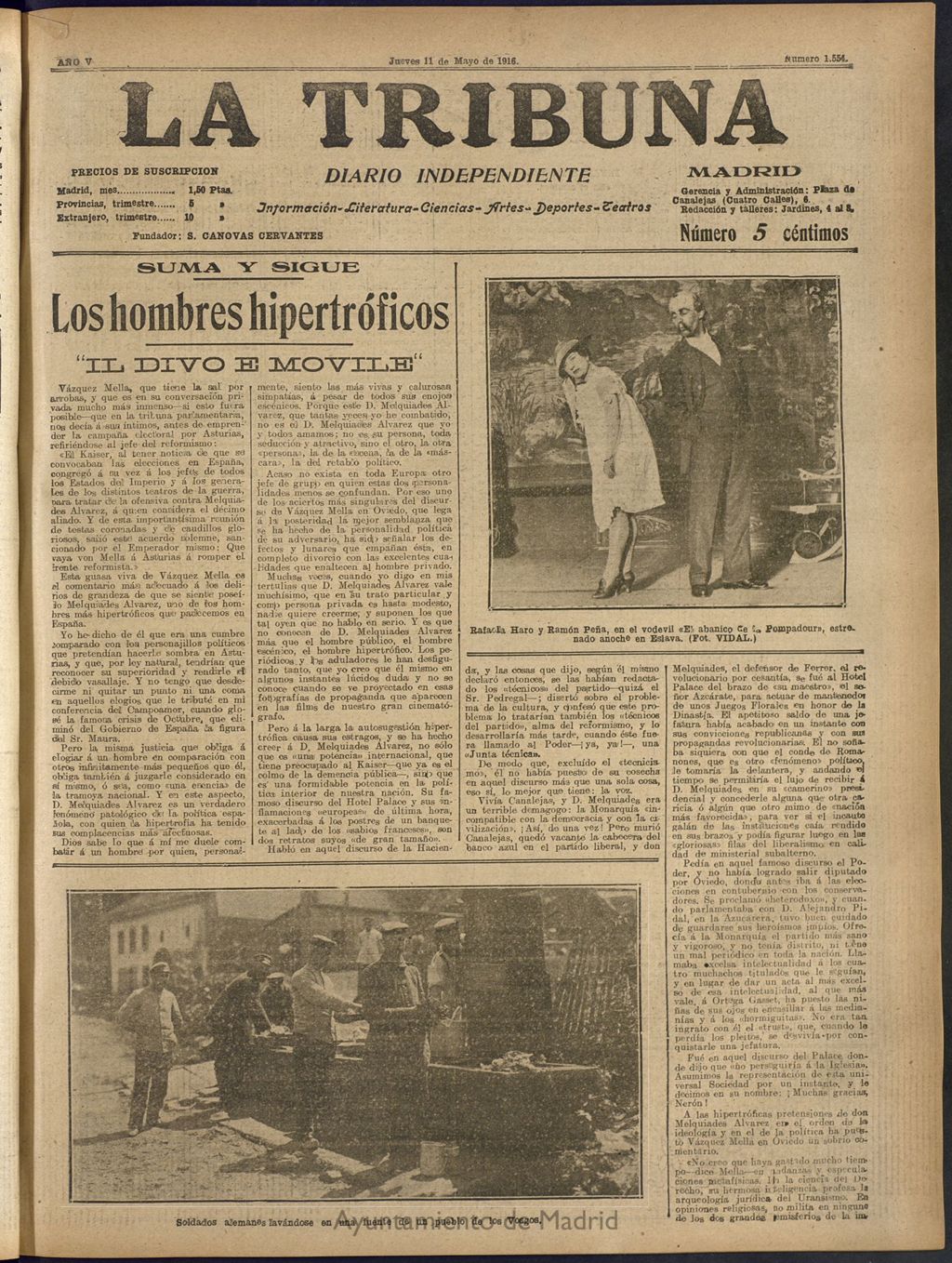 Miniatura de La Tribuna: diario independiente del 11 de mayo de 1916