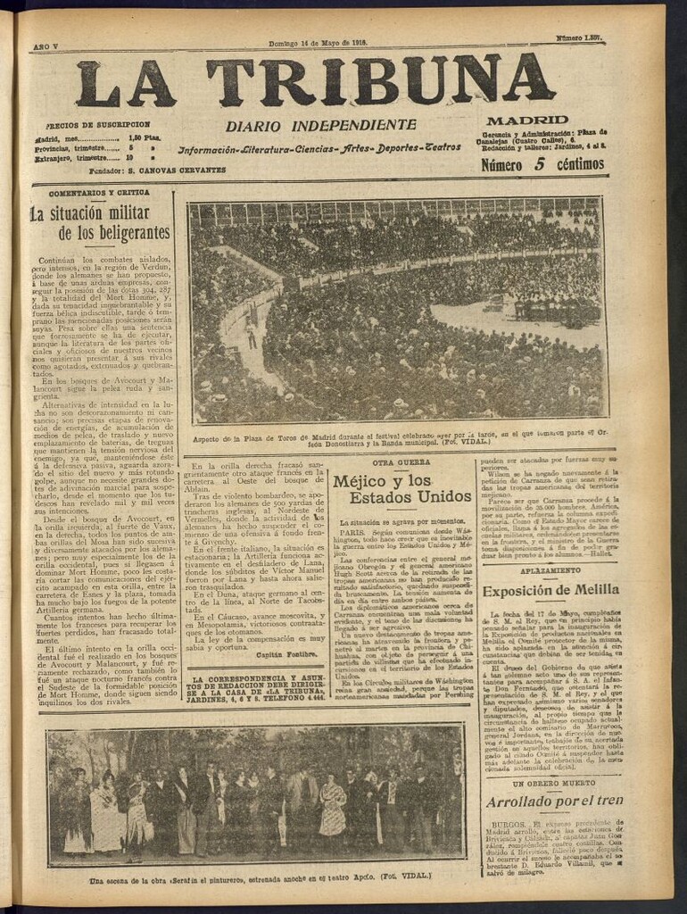 Miniatura de La Tribuna: diario independiente del 14 de mayo de 1916