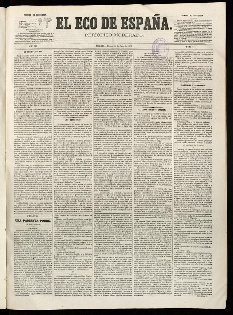 Miniatura de El Eco de España del 18 de junio de 1872