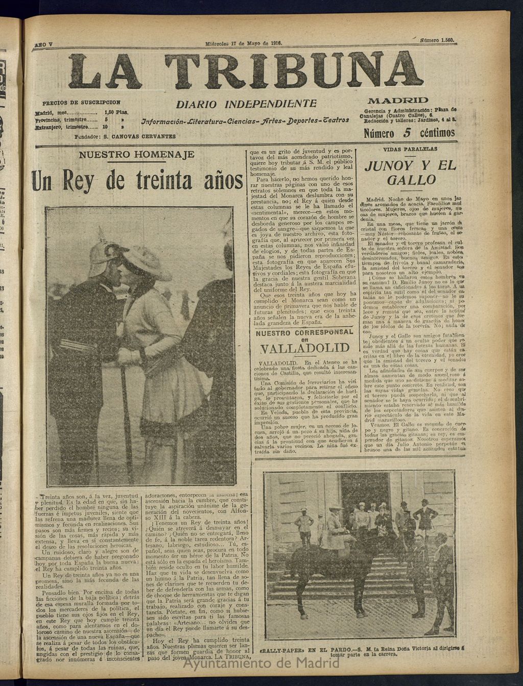 Miniatura de La Tribuna: diario independiente del 17 de mayo de 1916