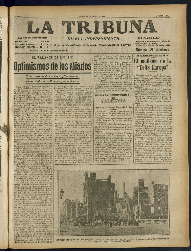 Miniatura de La Tribuna: diario independiente del 18 de mayo de 1916