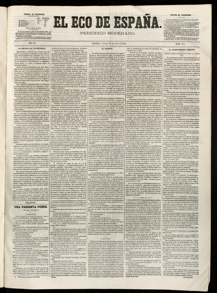 Miniatura de El Eco de España del 20 de junio de 1872