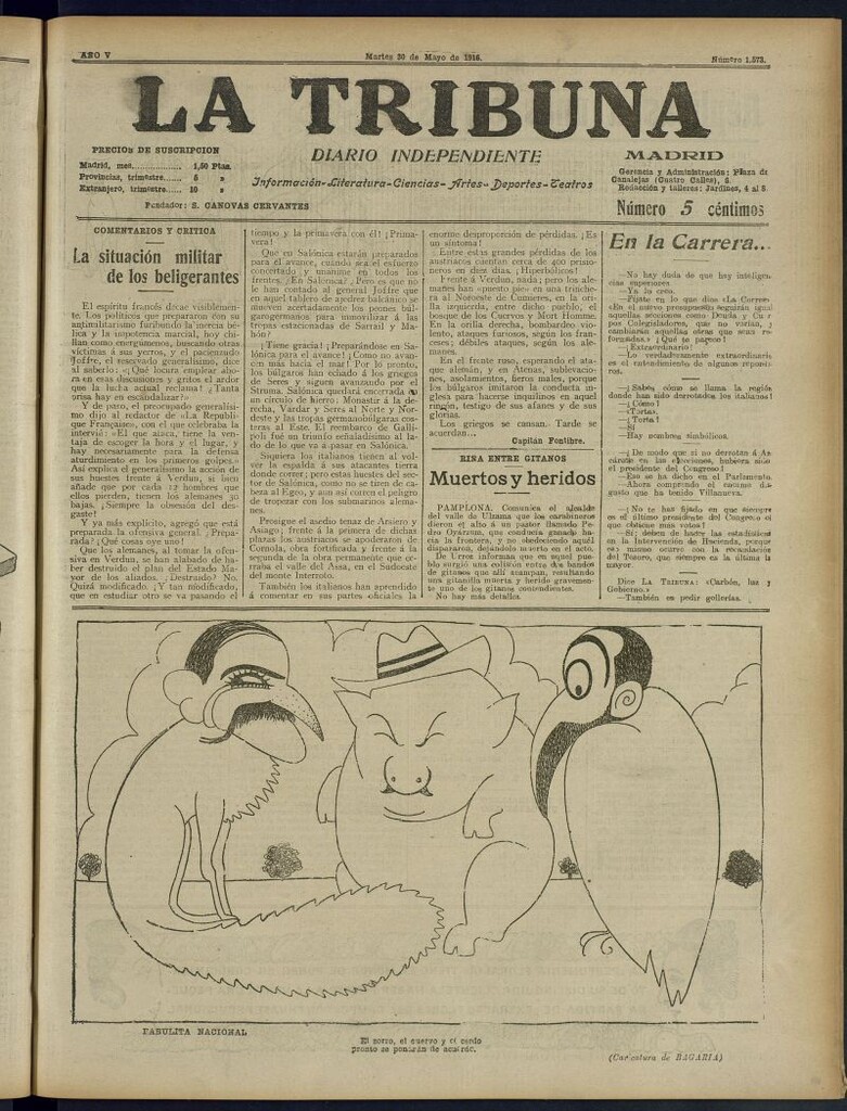 Miniatura de La Tribuna: diario independiente del 30 de mayo de 1916