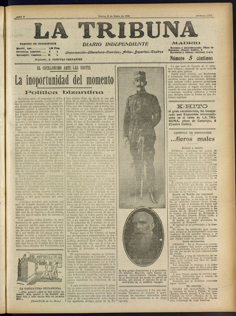 Miniatura de La Tribuna: diario independiente del 8 de junio de 1916