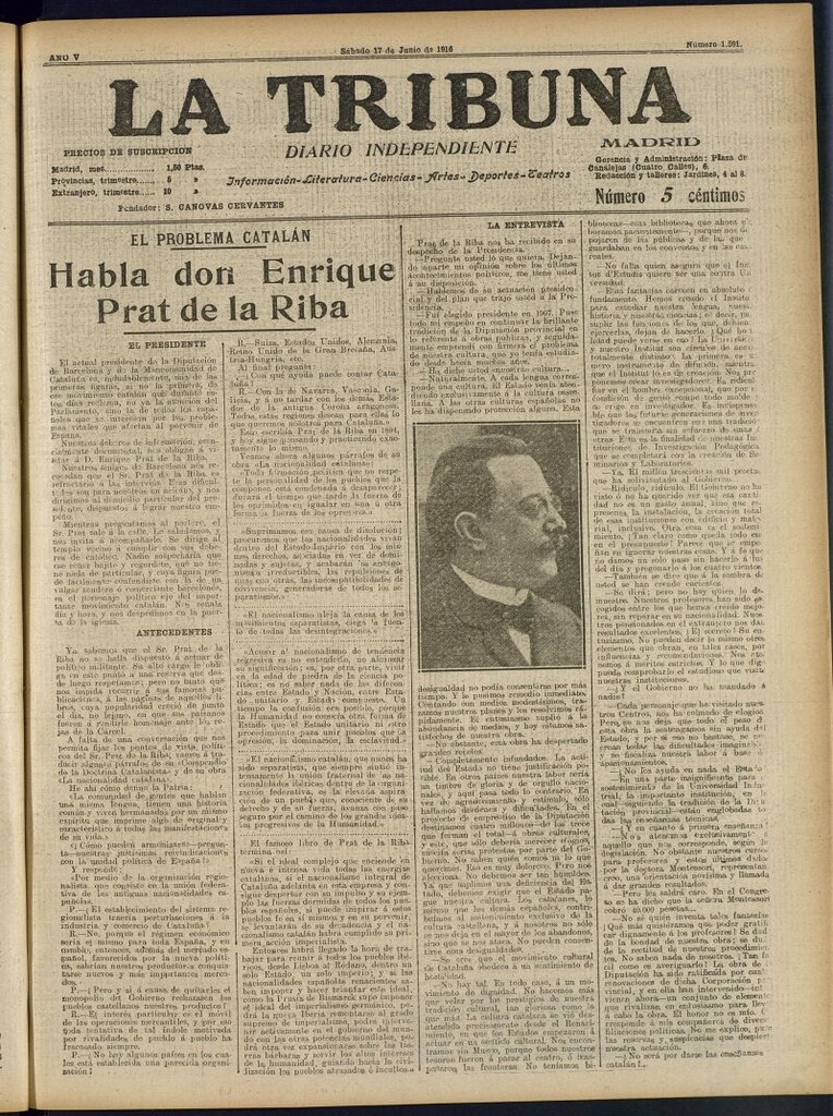 Miniatura de La Tribuna: diario independiente del 17 de junio de 1916