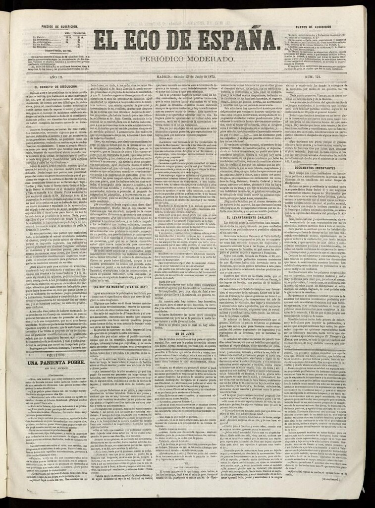 Miniatura de El Eco de España del 22 de junio de 1872