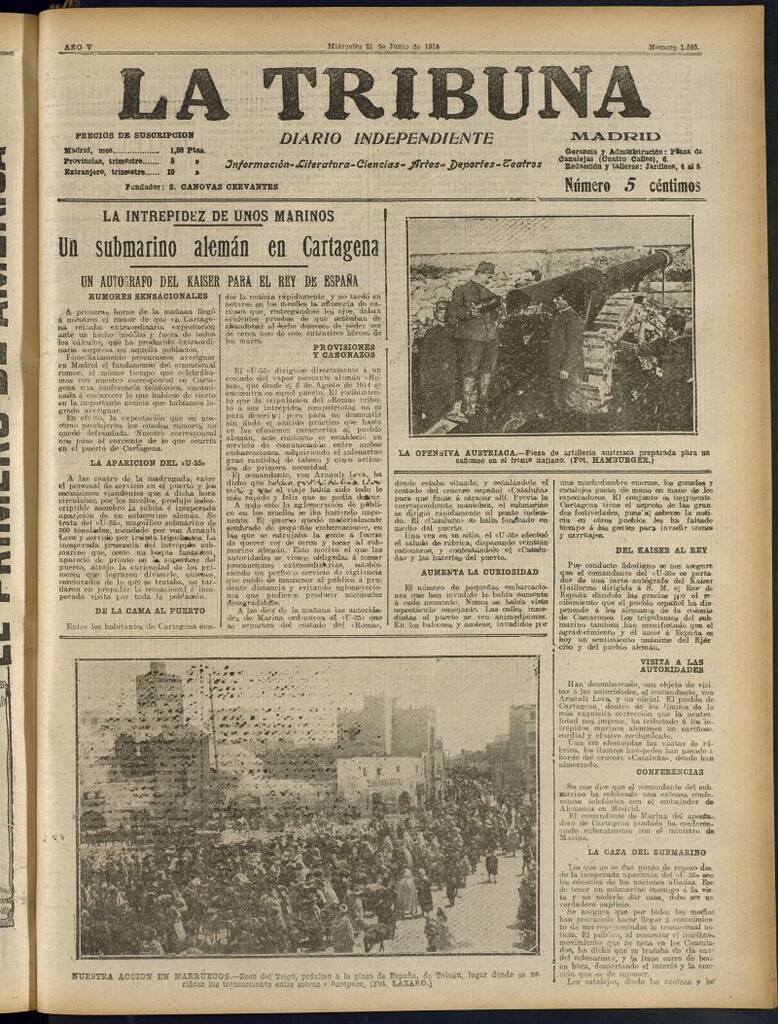 Miniatura de La Tribuna: diario independiente del 21 de junio de 1916