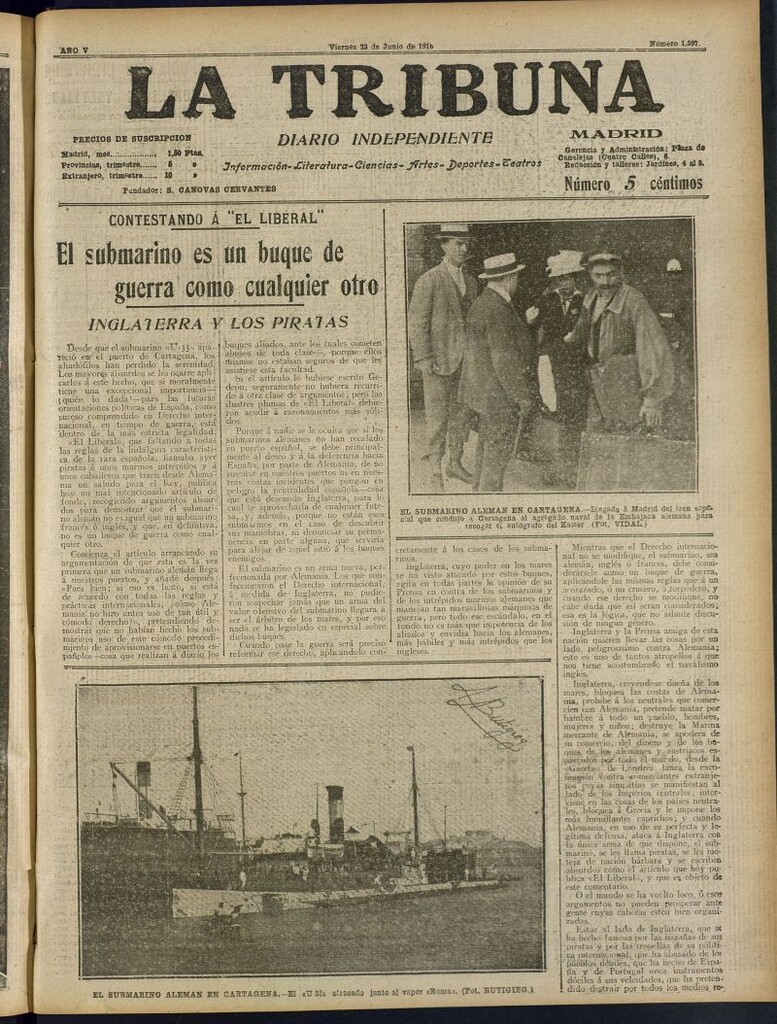 Miniatura de La Tribuna: diario independiente del 23 de junio de 1916