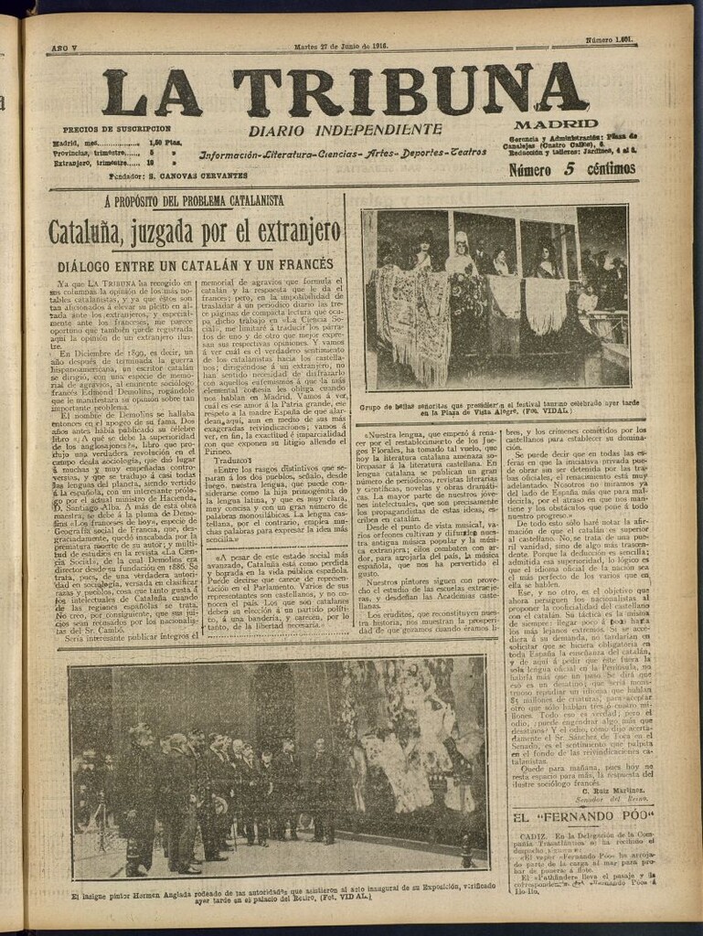 Miniatura de La Tribuna: diario independiente del 27 de junio de 1916
