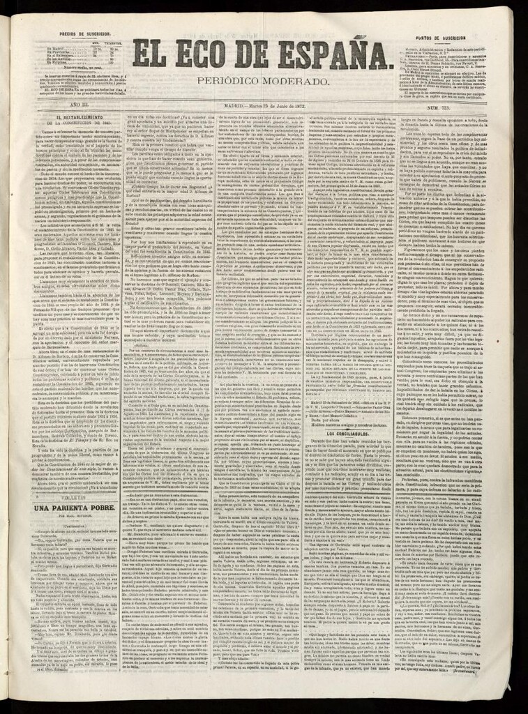 Miniatura de El Eco de España del 25 de junio de 1872