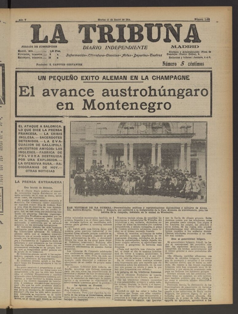 Miniatura de La Tribuna: diario independiente del 11 de enero de 1916