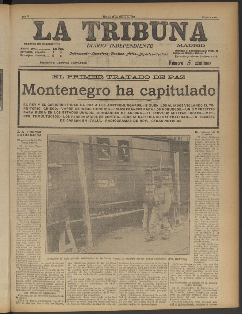 Miniatura de La Tribuna: diario independiente del 18 de enero de 1916