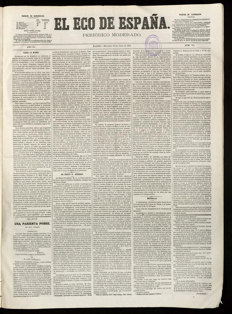 Miniatura de El Eco de España del 26 de junio de 1872