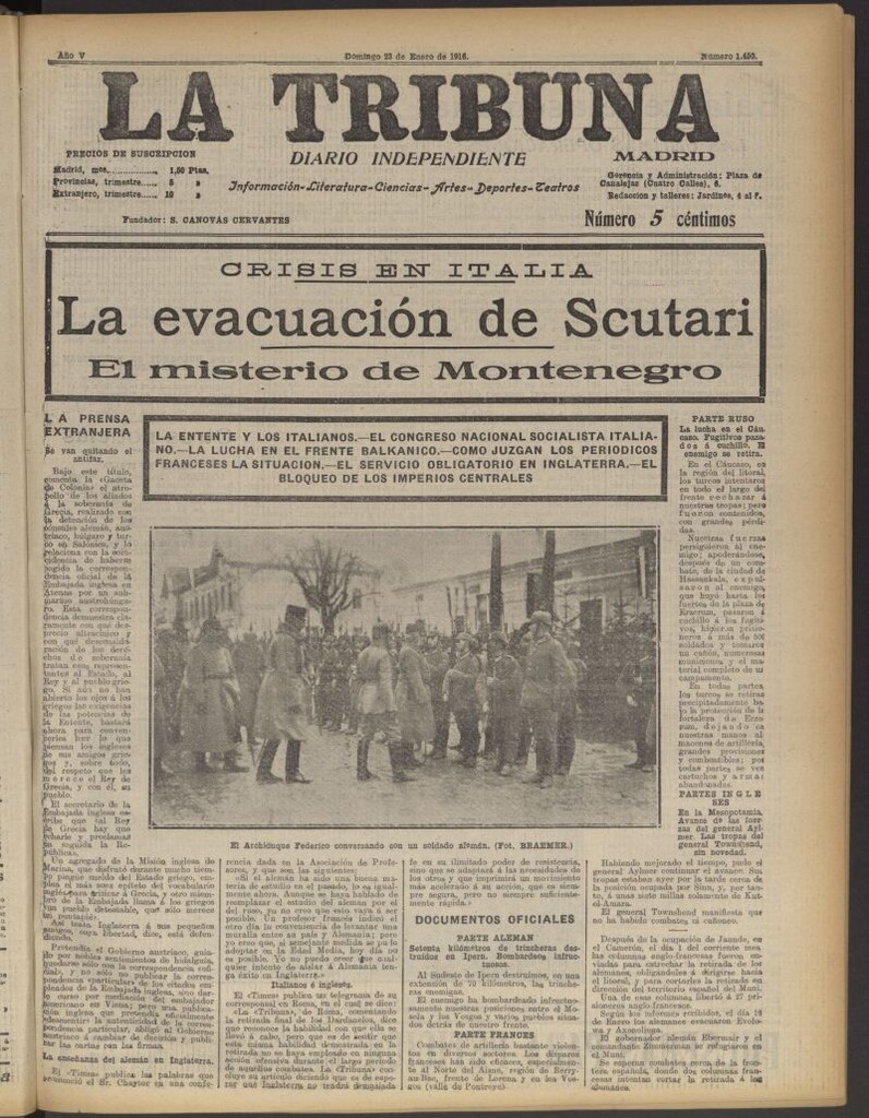 Miniatura de La Tribuna: diario independiente del 23 de enero de 1916