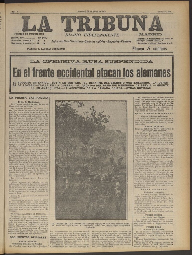 Miniatura de La Tribuna: diario independiente del 26 de enero de 1916