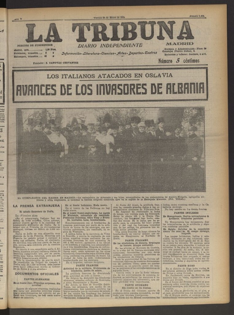 Miniatura de La Tribuna: diario independiente del 28 de enero de 1916
