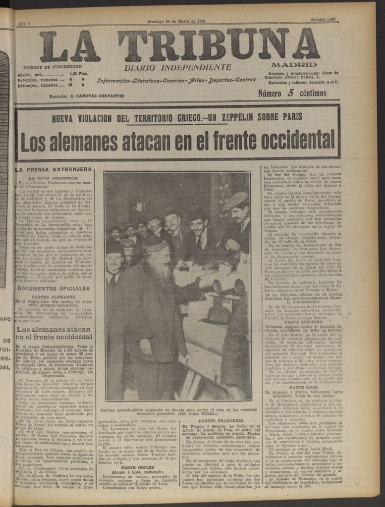 Miniatura de La Tribuna: diario independiente del 30 de enero de 1916