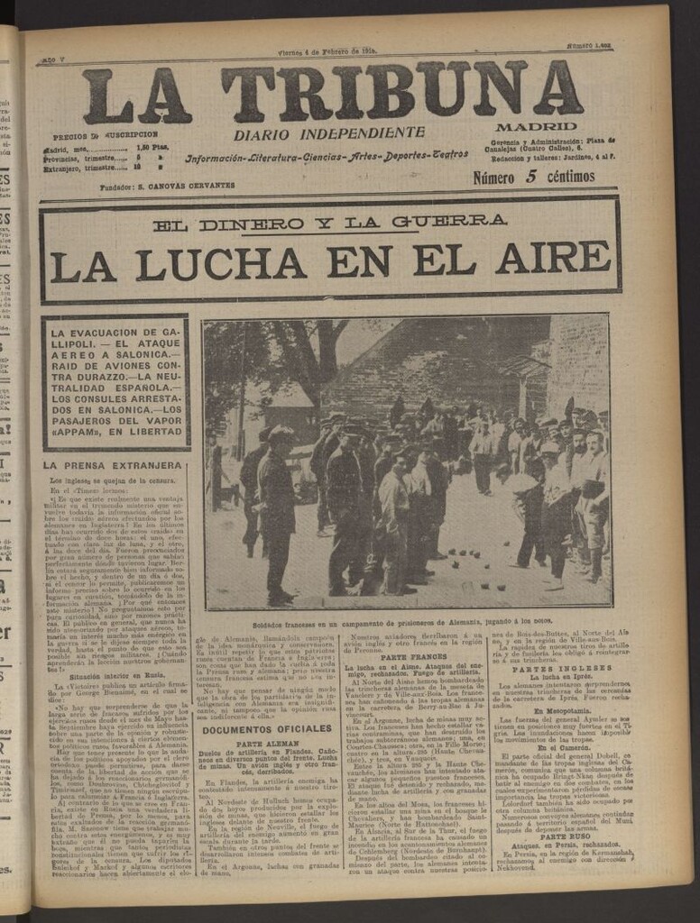 Miniatura de La Tribuna: diario independiente del 4 de febrero de 1916