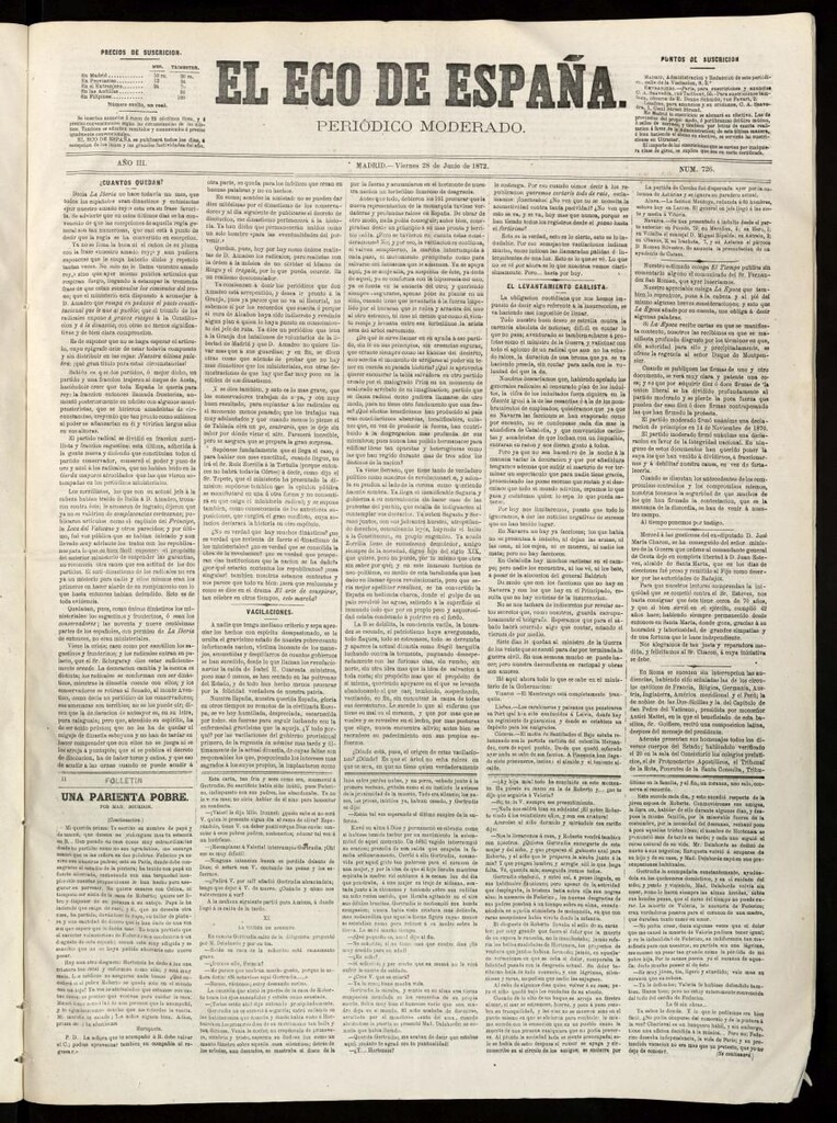 Miniatura de El Eco de España del 28 de junio de 1872