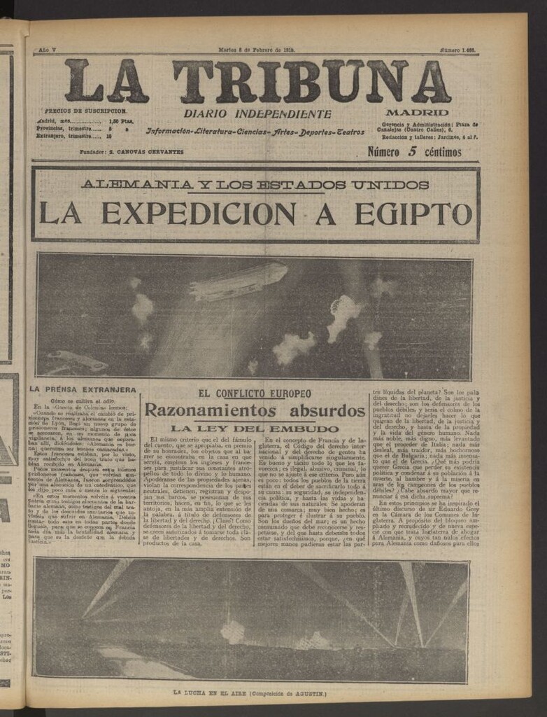 Miniatura de La Tribuna: diario independiente del 8 de febrero de 1916
