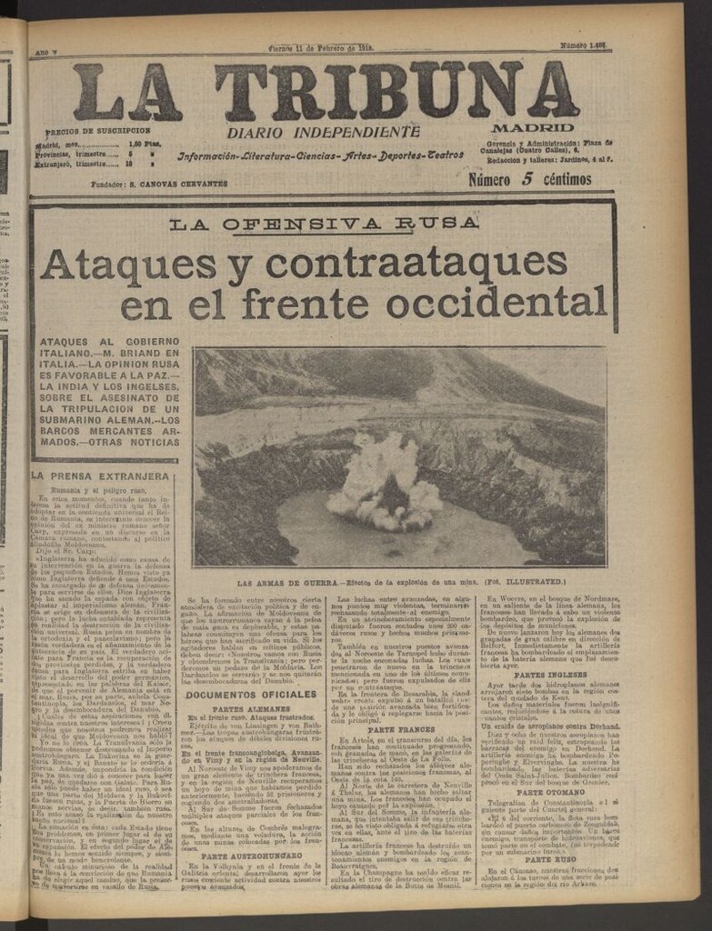 Miniatura de La Tribuna: diario independiente del 11 de febrero de 1916