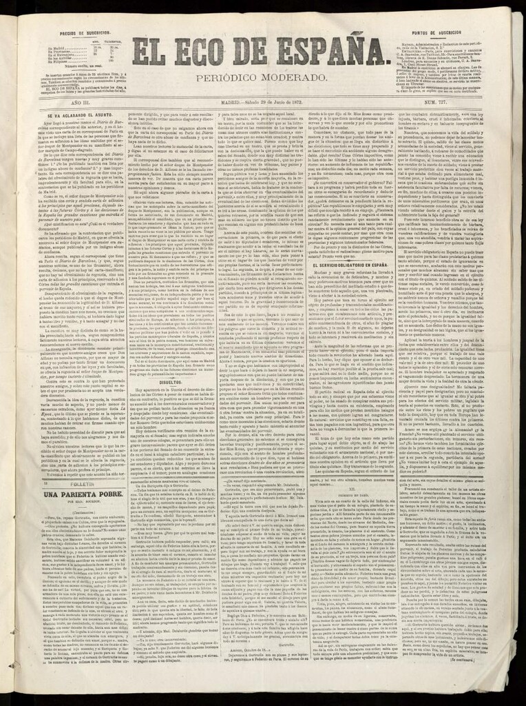 Miniatura de El Eco de España del 29 de junio de 1872