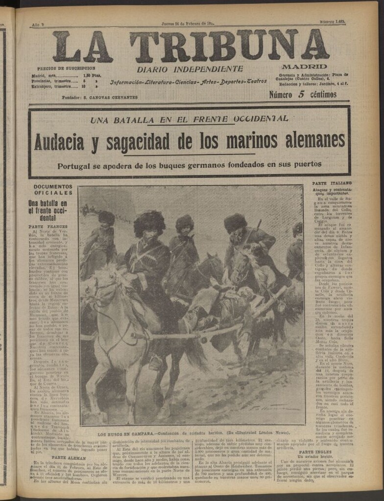 Miniatura de La Tribuna: diario independiente del 24 de febrero de 1916