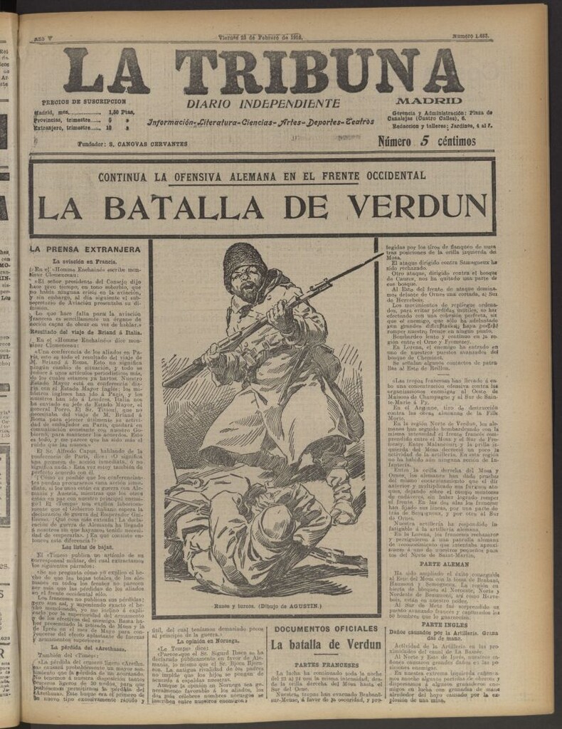 Miniatura de La Tribuna: diario independiente del 25 de febrero de 1916