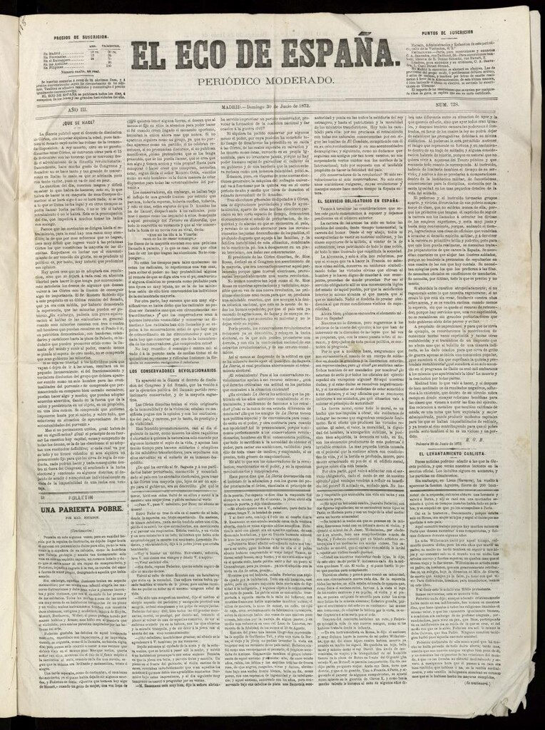 Miniatura de El Eco de España del 30 de junio de 1872