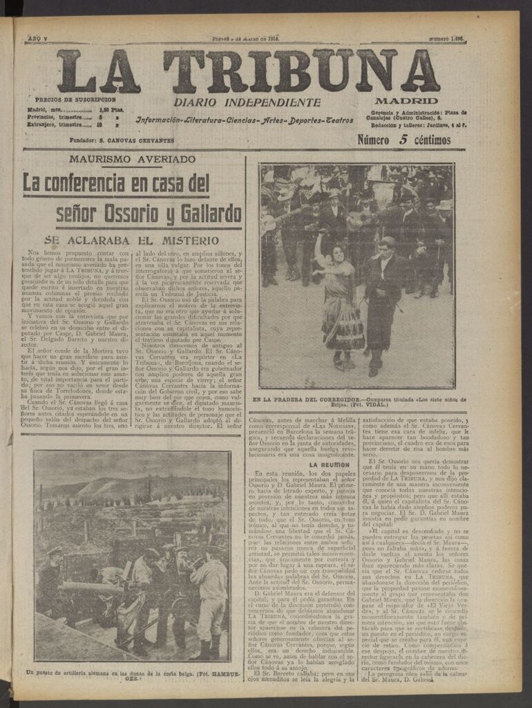 Miniatura de La Tribuna: diario independiente del 9 de marzo de 1916