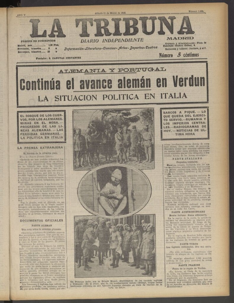 Miniatura de La Tribuna: diario independiente del 11 de marzo de 1916