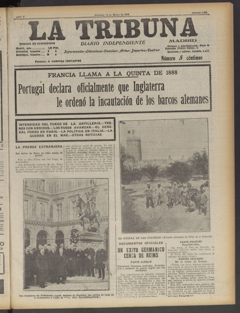 Miniatura de La Tribuna: diario independiente del 12 de marzo de 1916