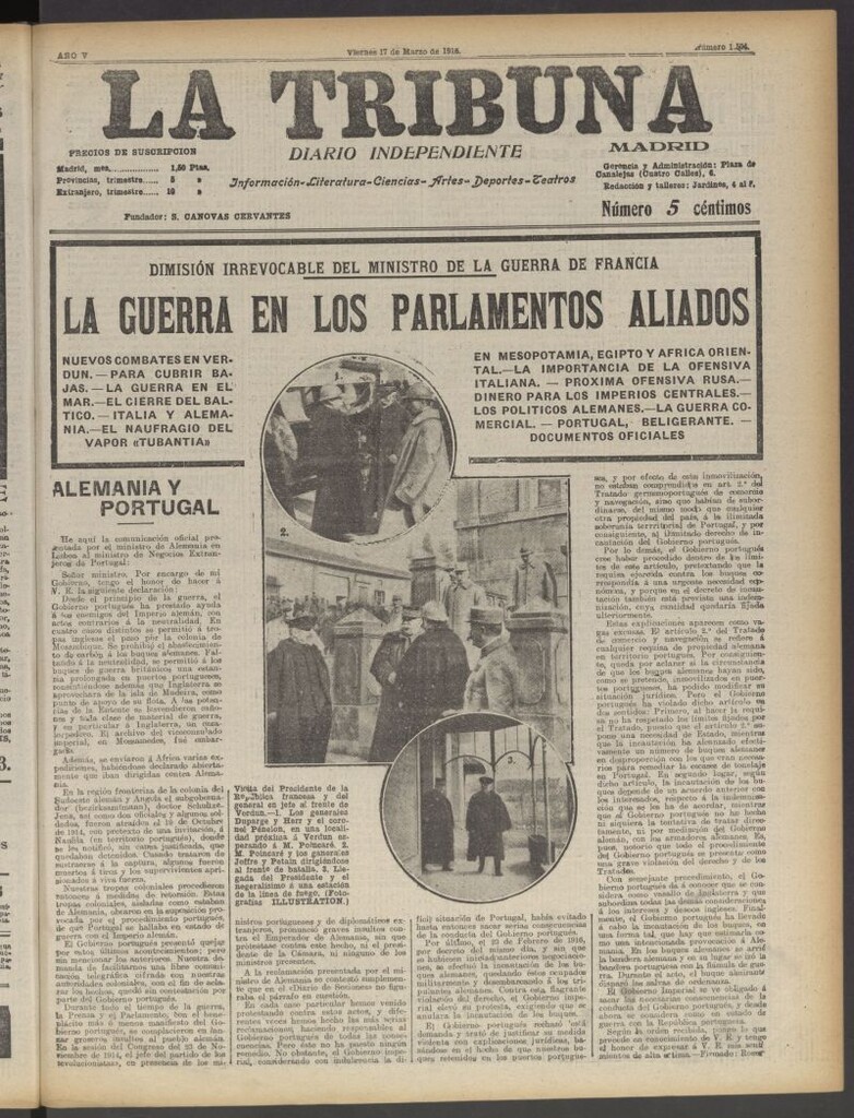 Miniatura de La Tribuna: diario independiente del 17 de marzo de 1916
