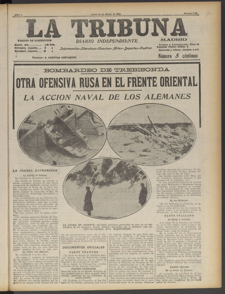 Miniatura de La Tribuna: diario independiente del 20 de marzo de 1916